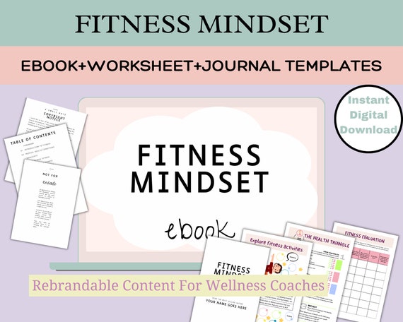 Fitness Mindset, Done For You Workbook, PLR Content for Wellness Coach, Fitness Coach, Health Coaching Program, Fitness mindset worksheet