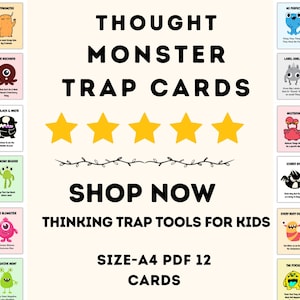 Thought Monsters Thinking Trap Cards For Kids, Children's Counselling, Therapy Effective Communication Tool, Art Therapy For Kids