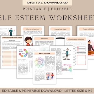 Self esteem worksheets, therapy worksheets, therapy resources, confidence worksheets, therapy office decor, social psychology, teen health