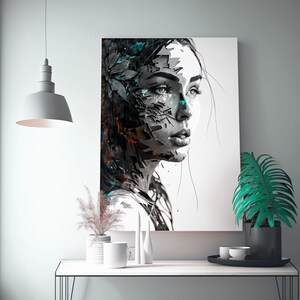 Futuristic Modern Woman, Sci-Fi, Anime, Digital Printable Art Design, Digital Prints Instant Digital Download Futuristic Art | Wall Decor