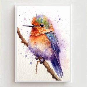 Elegant Watercolor Hummingbird Print | Instant Download | Nursery Wall Art
