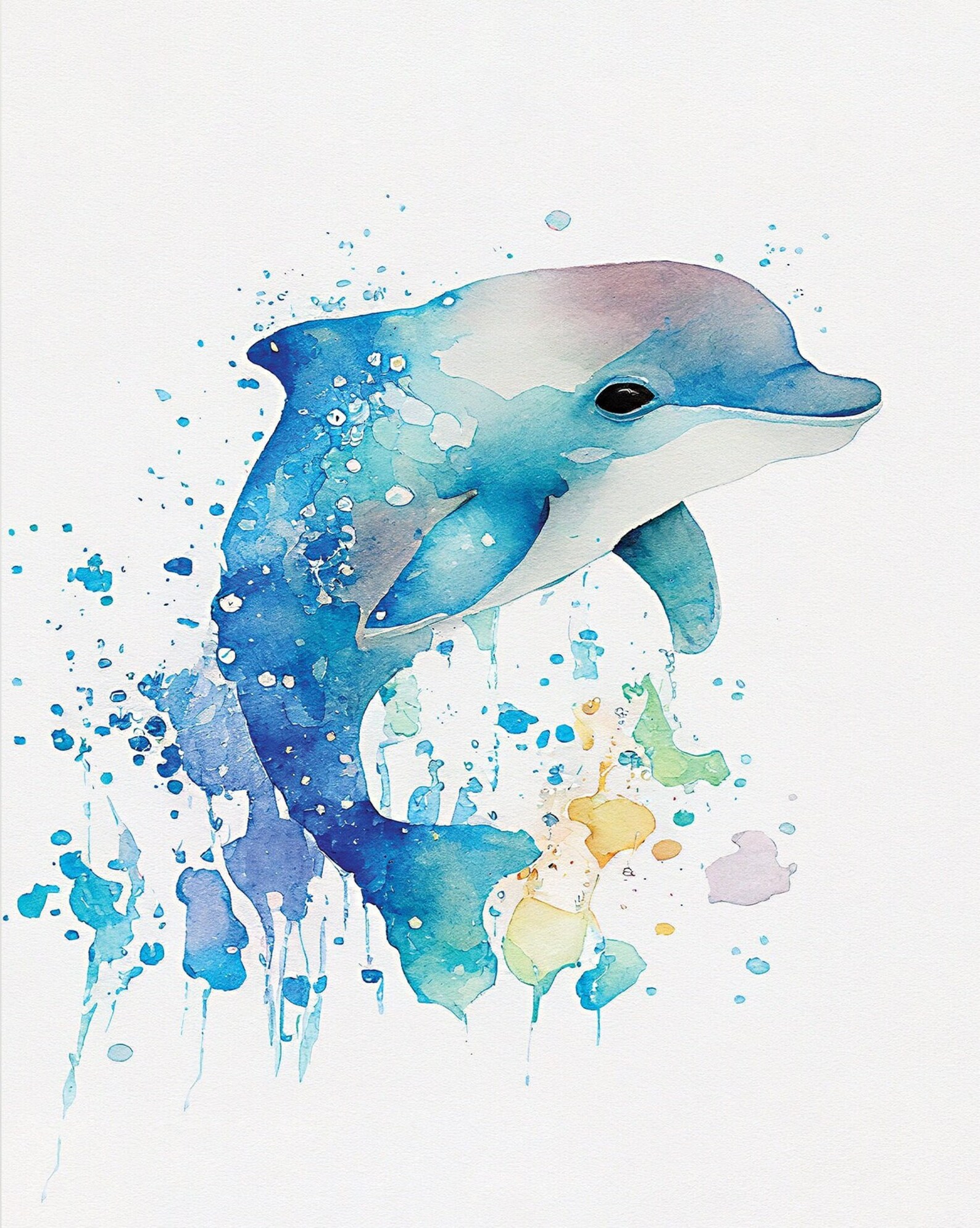 Watercolor Dolphins Dolphin Posters Images Undersea World Clip Art Animals Baby Jpg Cute Turtle ...