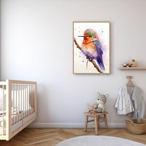 Elegant Watercolor Hummingbird Print | Instant Download | Nursery Wall ...