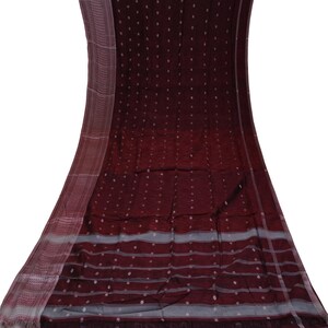 Vintage Burgundy 100% Pure Silk Woven Sari Remnant 4YD Craft Fabric Silk Scrap