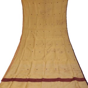 Vintage Mustard Yellow Silk Sari Fabric Remnant: Hand Woven Craft Scrap (5YD