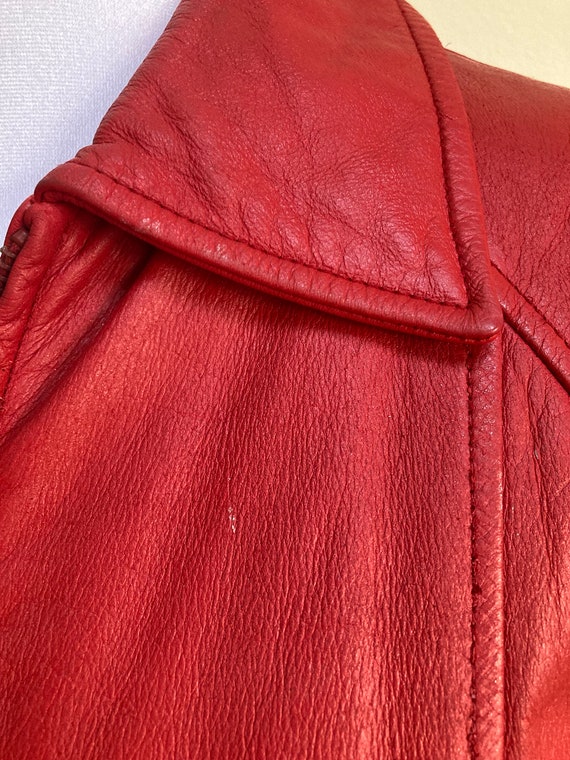 Iconic 1980s Red Leather Women’s bomber jacket. P… - image 7