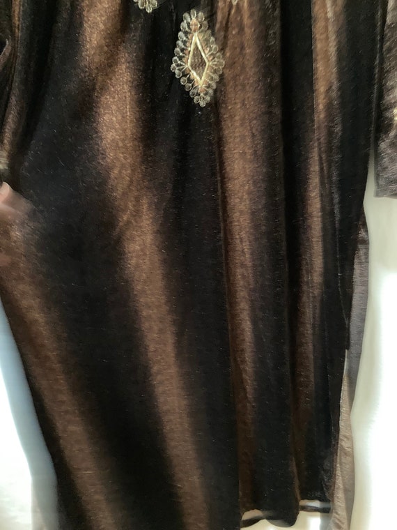 1970s vintage chocolate brown & gold ombre velour… - image 6