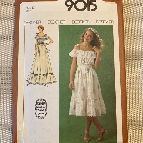 1979 Simplicity Gunne Sax designer uncut pattern 1905 sundress dress 2 lengths knee & maxi. Ruffles tiers Size 10. prairie cottagecore