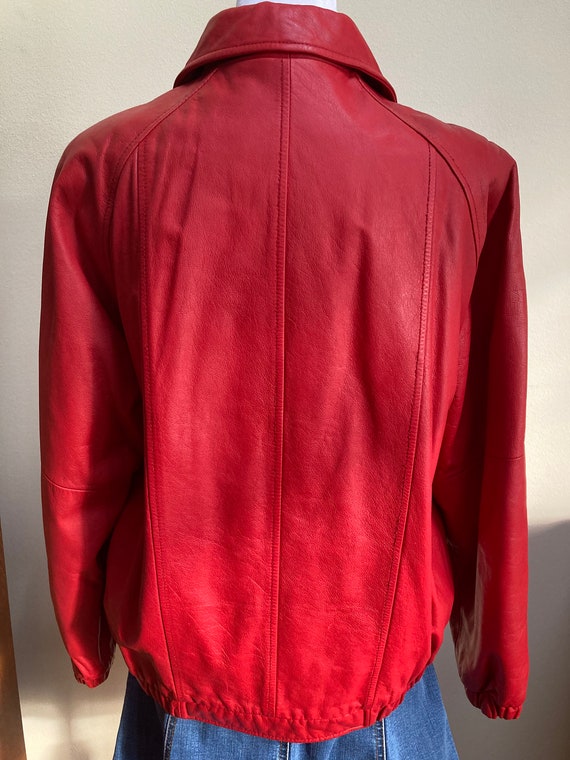 Iconic 1980s Red Leather Women’s bomber jacket. P… - image 6