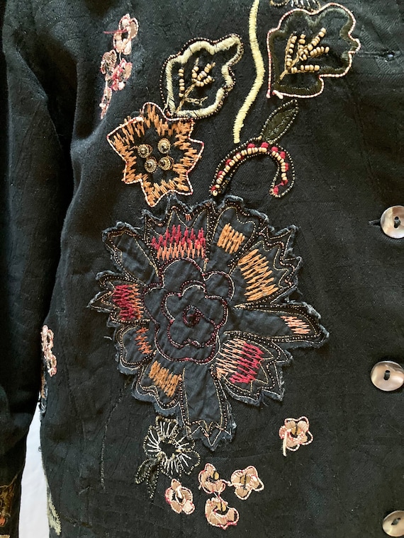 Laura Ashley vintage embroidered black jacket wit… - image 2