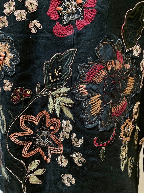 Laura Ashley vintage embroidered black jacket wit… - image 6