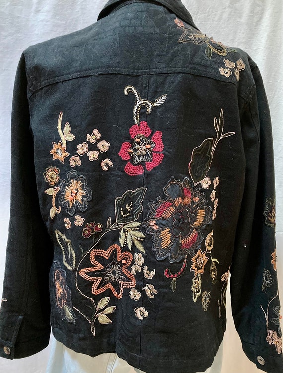 Laura Ashley vintage embroidered black jacket wit… - image 5