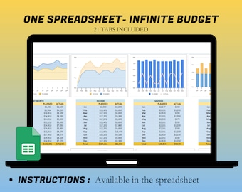 Beginner Budget Spreadsheet, Easy-to-Use Google Budget Sheets, Personal Expense & Income Tracker for All Ages with Free Print Version