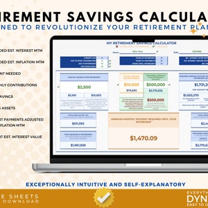 Retirement Savings Calculator, Complete Retirement Saving Planner, Easy To Use Google Sheets, Personal Financial Planning for All Ages