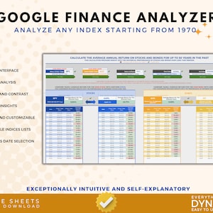 Financial Analysis Spreadsheet | Stock and Bond Indices Tracker | Real-Time Data from Google Finance | Inflation Tracker