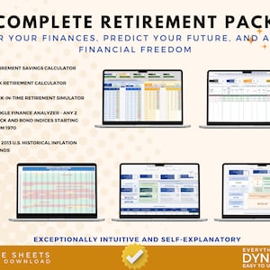 Retirement Digital Financial Planner Bundle, Easy To Use Google Sheets Spreadsheet, Personal Finance and Savings Organizer for All Ages