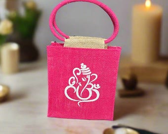 Ganesha Jute Bags,Thamboolam Bags, Wedding Gifts, Puja Gift Bags, Housewarming Gifts For Guests