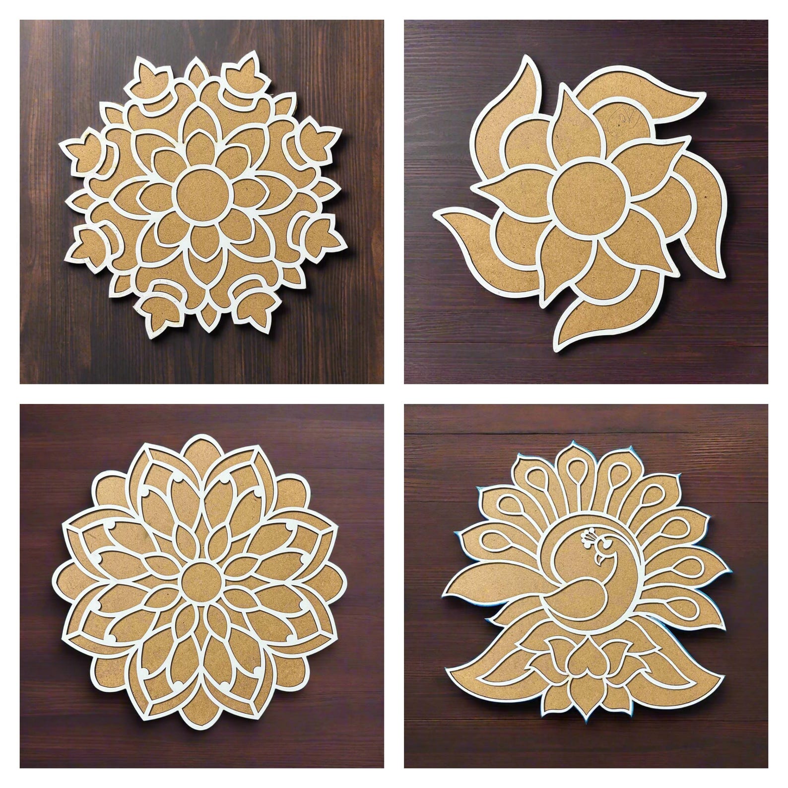 MDF Wooden Rangoli Board, 12-inch DIY Rangoli, Handmade Diwali Decor ...
