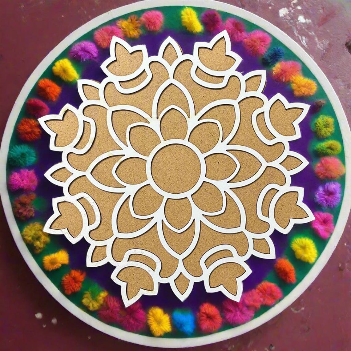 MDF Wooden Rangoli Board, 12-inch DIY Rangoli, Handmade Diwali Decor ...