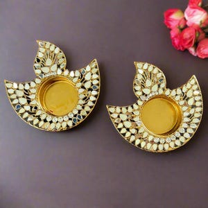Set Of 2 Diya Shape Tea Light ,Diyas for diwali, Diwali Diya , Diwali Gift, Indian TeaLight Holder, Diwali Decoration, Diwali Return Gift