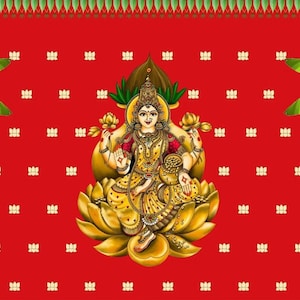 Traditional Varamahalakshmi Backdrop Cloth for Festival Decoration /Varamahalakshmi Pooja Event Home Decoration/Lakshmi Devi Size (5 x 8) FT