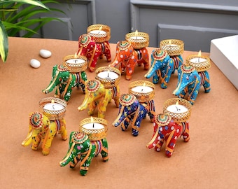 Elefanten-Teelichthalter-Set, Diwali-Dekoration, Gastgeschenke für indische Hochzeiten