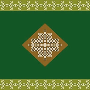 Tessuto decorativo per fondale in tessuto Kollam verde, tradizionale indiano, per la decorazione di Pooja, dimensioni della tenda di sfondo tradizionale (5x8) piedi.