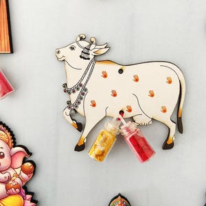 Set Of 15 Traditional Haldi Kumkum Set with Pichwai Cow Design | Indian Pooja Favors | Pasupu Kumkum Gift | Housewarming & Tambulam Return