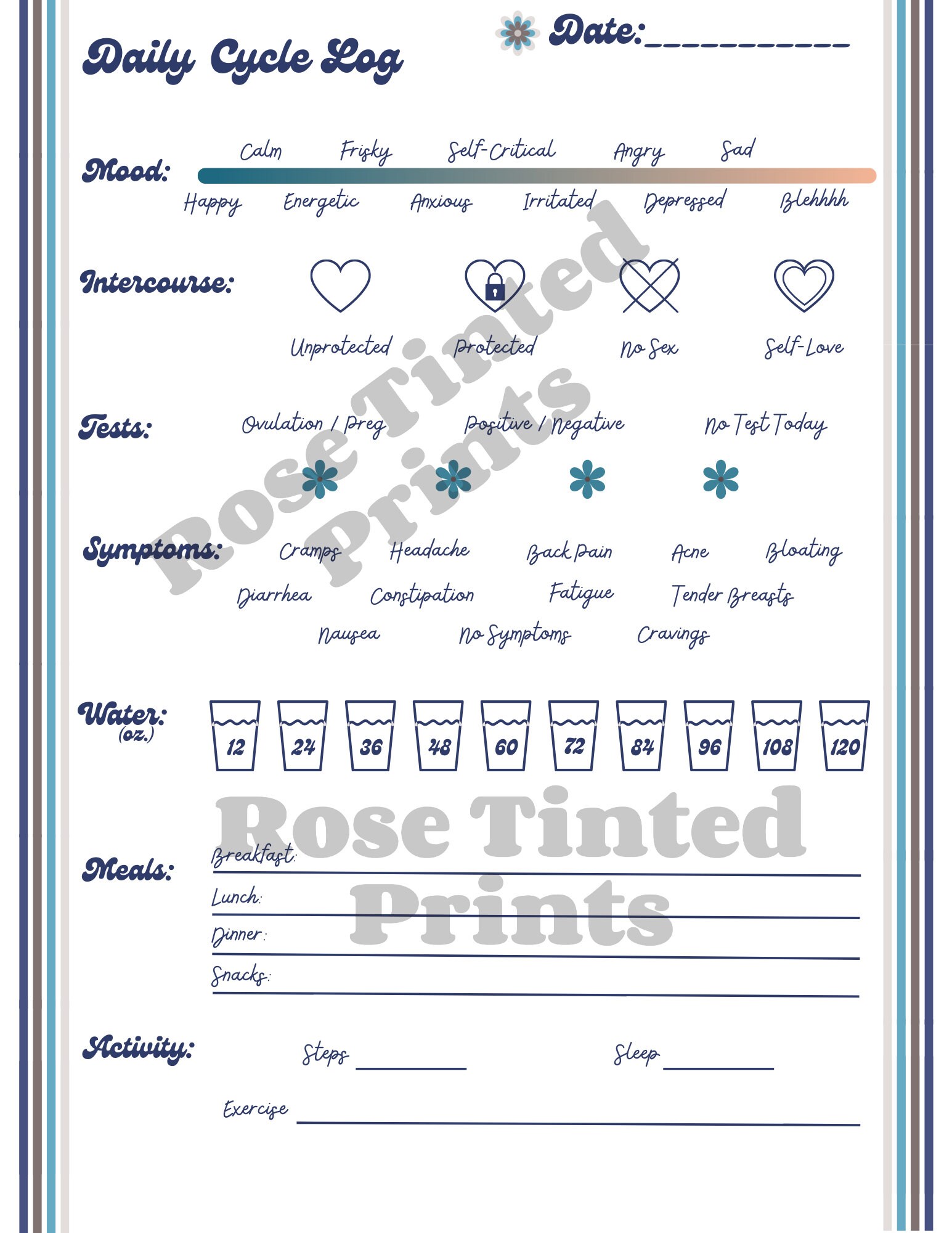 Fertility &amp; Cycle Tracker - Printable!!! Period Planner, Period Tracker ...