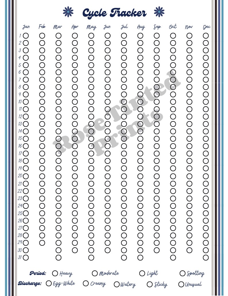Fertility &amp; Cycle Tracker - Printable!!! Period Planner, Period Tracker ...