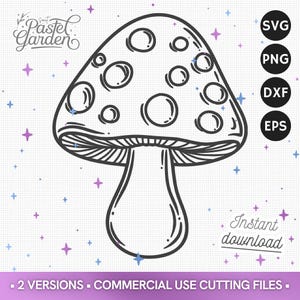 SVG Champignon, SVG Champignon Boho, Clipart Fungi Magique, Fichier Découpe Floral, Téléchargement Png Eps Dxf, Design Cricut Silhouette