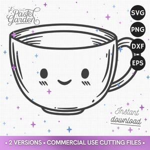 SVG Tasse Thé Mignonne, Clipart Tasse Café, Fichier Png Eps Dxf, Design Cricut, Art Mug Silhouette, Impression Théière, Téléchargement