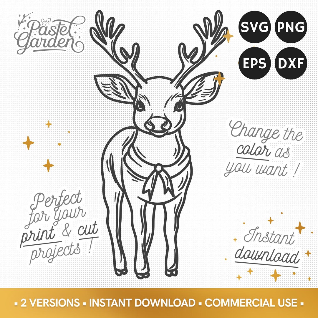 Christmas Reindeer SVG Files for Cricut, Reindeer Cliparts, SVG Cricut ...