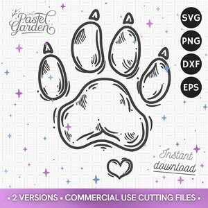 SVG Empreinte Patte, Svg Patte Chien, Svg Patte Animal, ClipArt Silhouette, Découpe Dxf, Vecteur Eps, Pochoir Png, Autocollant Vinyle