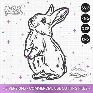 SVG Lapin Mignon Debout, Clipart Lapin de Pâques, Téléchargement Numérique, SVG Printemps pour Cricut, Sublimation, PNG