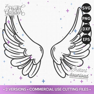 SVG Ailes d'Ange, Clipart Religieux, Fichier Découpe Ciel Mignon, Téléchargement Png Dxf Eps, Design Cricut Silhouette, Fichiers Numériques