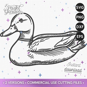Canard Colvert SVG, Clipart de Chasse, Téléchargement Numérique PNG, Design Vintage pour Découpe Laser & Sublimation