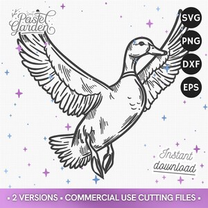 Canard Colvert Volant SVG, Clipart de Chasse, Téléchargement Numérique PNG, Design Vintage pour Découpe Laser & Sublimation