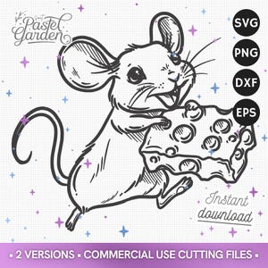 SVG Souris courant avec du Fromage, Découpe Laser, Bébé Animaux, Téléchargement Numérique, Usage Commercial, Design Vectoriel Transparent