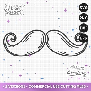 SVG Moustache, Fichier Découpe Moustache, Téléchargement Png Eps Dxf, Design Cricut Silhouette, Clipart pour Tasses, Sacs, Cartes, T-shirts