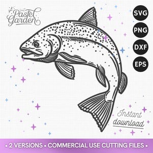 Truite Brune Sautante SVG, PNG, Graphique de Truite pour Gravure Laser, Découpe, Sublimation & Designs Cricut, Cadeau Personnalisé DIY