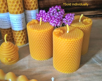 Bougie cire d'abeille naturelle pure à 100% faite à la main. Nid d'abeille. Cadeau écologique non-toxique. Respect de la nature, bien-être.