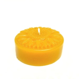 Natural beeswax candle, Sunflower Flower, hand-poured, 100% pure local beeswax. Non-toxic bee-friendly gift.