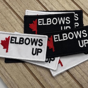 Elbows UP Embroidered Canada Flag Patch for Bags, Uniforms, Hats, Hoodies, Maple Leaf | Canadian Patriotism | Sew-on | Iron-on | Hook & Loop