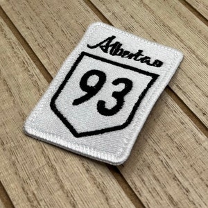 Alberta Highway 93 Road Sign Patch for Icefield Parkway between Banff and Jasper | Embroidered Iron on patch for backpack, jacket, or vest