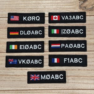 Personalized Amateur Ham Radio Embroidered Nametag with your callsign, USA | Canada , Perfect for gear or go bags | Iron On or Hook & Loop image 2