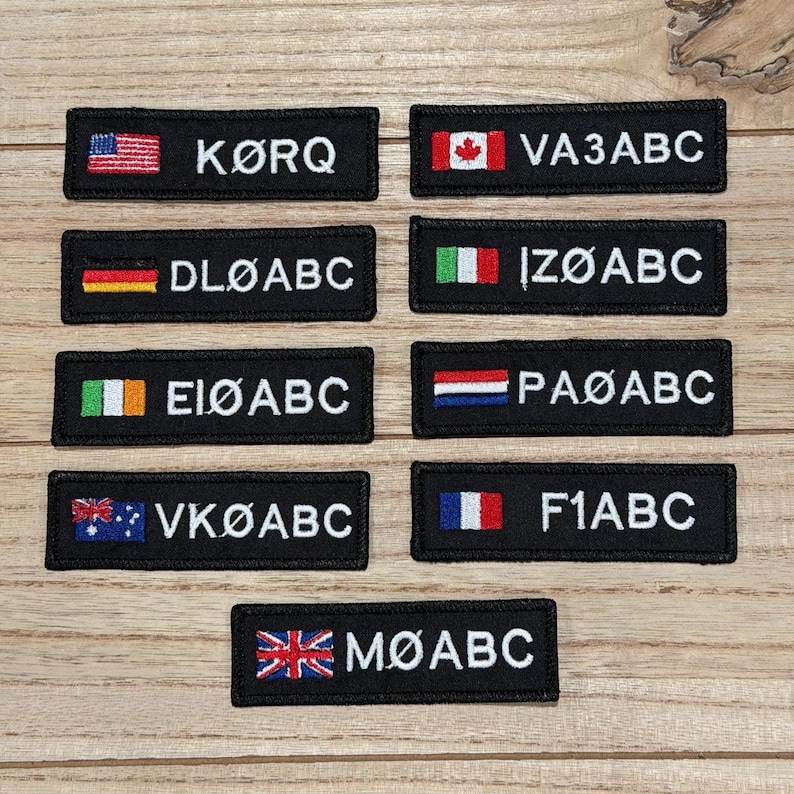 Personalized Amateur Ham Radio Embroidered Nametag with your callsign, USA | Canada , Perfect for gear or go bags | Iron On or Hook & Loop image 2