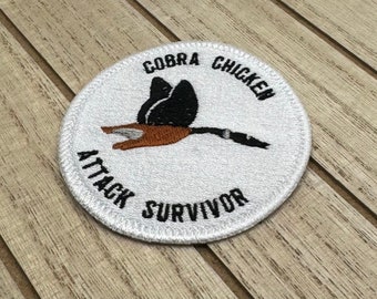 Cobra Chicken Attack Survivor Embroidered Patch, Canada Goose, Iron-on Badge