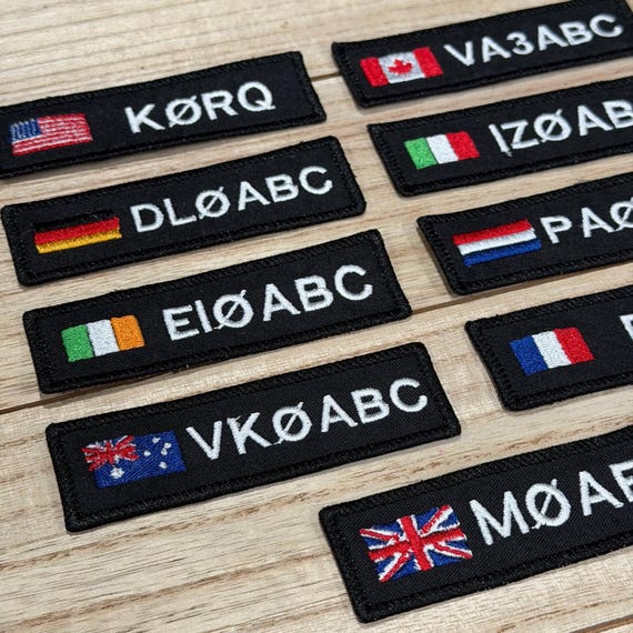 Personalized Amateur Ham Radio Embroidered Nametag with your callsign, USA | Canada , Perfect for gear or go bags | Iron On or Hook & Loop