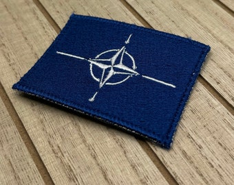 Nato-Flagge | Kompass | Gestickter Aufnäher für Rucksack, Jacke oder Weste